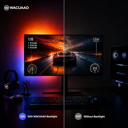 RGB Monitor Backlight with Screen Sync, Dual USB Powered Ambient Lighting Kit for 27 Inch Gaming Monitors, Music Mode, Immersive Dynamic LED Strip Lights for PC Setup (4 Sides - 27 inch) - size: 4 Sides - 27 inch