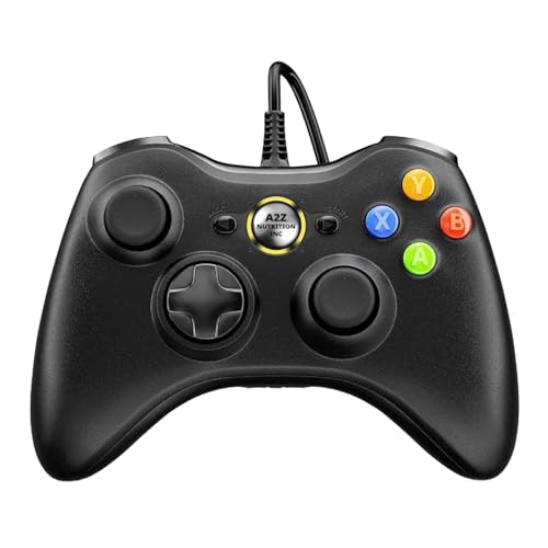 Wired Controller for Xbox 360 – USB Gamepad with Dual Vibration, Turbo Function & 7.2FT Cable – Compatible with Xbox 360/360 Slim and PC Windows 7/8/10/11 – Plug and Play Design – Black