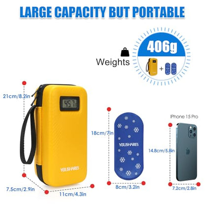 YOUSHARES Insulin Cooler Travel Case with Temperature Display, GLP-1 Diabetic Medicine Cooling Bag for Mounjaro, Refrigerated Diabetes Storage Kit with 2 TSA Approved Ice Pack - color: 00_bright Yellow