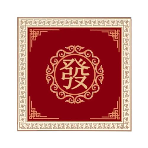 Mahjong Table Mat 31.5" x 31.5" Anti Slip Noise Reducing Cover Red | Machine Washable Game Pad with Storage Bag, Wear Resistant Fabric for Poker Card Dominoes Family Game Night - color: Style 2 Red