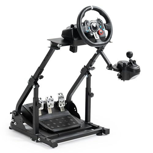 Hottoby G923 Racing Steering Wheel Stand Reinforcement Bar Fit for Logitech Thrustmaster G27,G29,G920 T300RS,T80,T150 Driving Simulator Frame,No Steering Wheel,Pedals,Handbrake