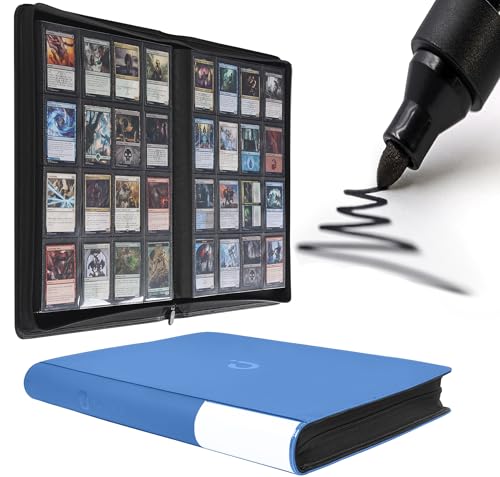 D DACCKIT Card Binder 16 Pocket - Fits 1024 Cards，4X4 Ringless Card Album with Sleeves for Trading Cards & Sports Cards（Model A，Sky Blue） - color: Sky Blue