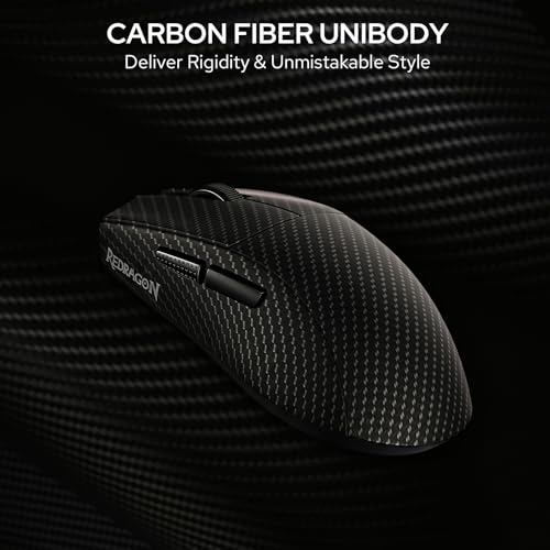 Redragon M916 Plus Carbon Fiber Tri-Mode Gaming Mouse, 49G Ultra-Light 45K DPI Mouse w/Ergonomic Natural Grip Build, Full Programmable Buttons, Software Supports DIY Keybinds & DPI - color: Carbon Fiber, style: 1K Hz