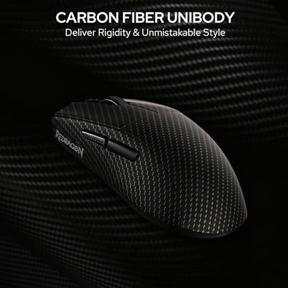 Redragon M916 Plus Carbon Fiber Tri-Mode Gaming Mouse, 49G Ultra-Light 45K DPI Mouse w/Ergonomic Natural Grip Build, Full Programmable Buttons, Software Supports DIY Keybinds & DPI - color: Carbon Fiber, style: 1K Hz
