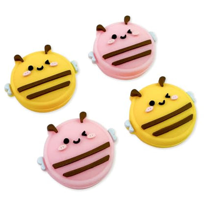 Switch Joycon Thumb Grips Caps, 4 PCS Cute Kawaii 3D Silicone Analog Thumbstick Button Cover Compatible with Nintendo Switch Lite/OLED Joystick Caps (Pink+Yellow Bee) - color: Pink+Yellow Bee