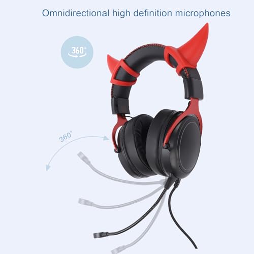 Asixxsix Wired Gaming Headset, Noise Cancelling Over Ear Headphones with Mic, RGB Luminous and 7.22ft Cable, Comfortable Wear Wired Headphones for Home Office (Black Red) - color: Black Red