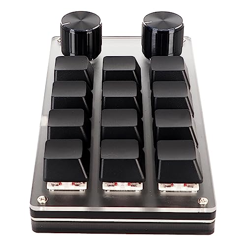 Yoidesu One Handed Macro Mechanical Keyboard, Gaming Keypad Fully Programmable Keys Red Switches, DIY Programmable Shortcut Custom USB Mini Keypad for Desktop PC (12 Keys)