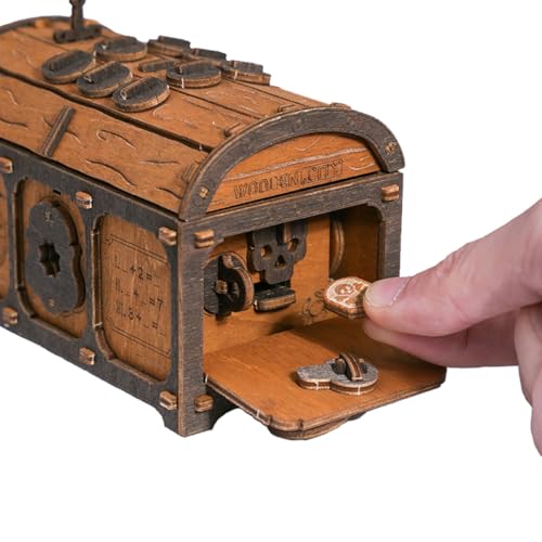 WOODEN.CITY Treasure Chest Puzzle Box for Adults – 3D Wooden Puzzles Mystery Box Brain Teaser & Escape Room Game with Secret Opening (165 Pieces, Gift Idea)