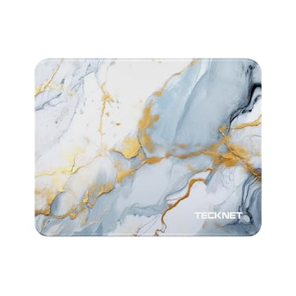 TECKNET Mouse Pad with Anti-fray Stitching, Waterproof Surface & Non-Slip Rubber Base with Stitched Edges Gaming Mouse Mat for Laptop，Compatible with Laser and Optical Mice - Grey Gold Marble - color: Grey Gold Marble-1 Pack