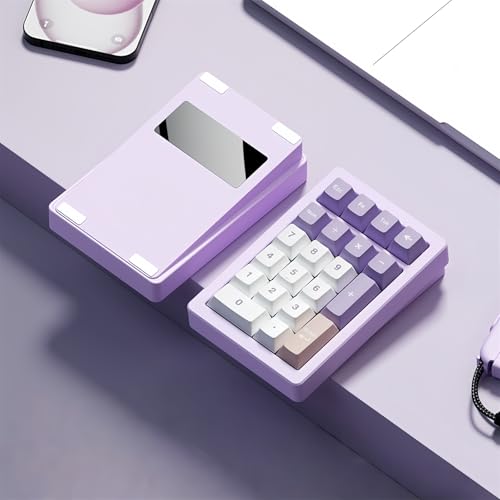 PANDA20 Mechanical Number Pad,VIA/QMK Programmable Macro Numpad Aluminum CNC Hot Swappable Gasket Wireless Numeric Keypad BT5.0/2.4Ghz/USB-C RGB Gaming Keypad for Laptop/PC (Purple) - color: Purple