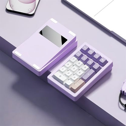 PANDA20 Mechanical Number Pad,VIA/QMK Programmable Macro Numpad Aluminum CNC Hot Swappable Gasket Wireless Numeric Keypad BT5.0/2.4Ghz/USB-C RGB Gaming Keypad for Laptop/PC (Purple) - color: Purple