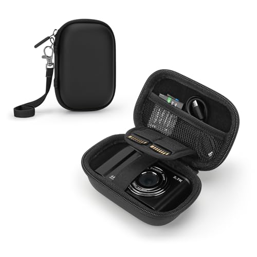 SQERO Camera Case for Digital Camera CAMKORY DC403 FHD 1080P/ KODAK PIXPRO FZ55/ FZ45/ STUOGYUM DC402-AF, SD Card Storage Travel Carry Case Bag (Black) | SD Card Storage Travel Carry Cute Case Bag Small, Anti-Shock Dot Protection - color: Black
