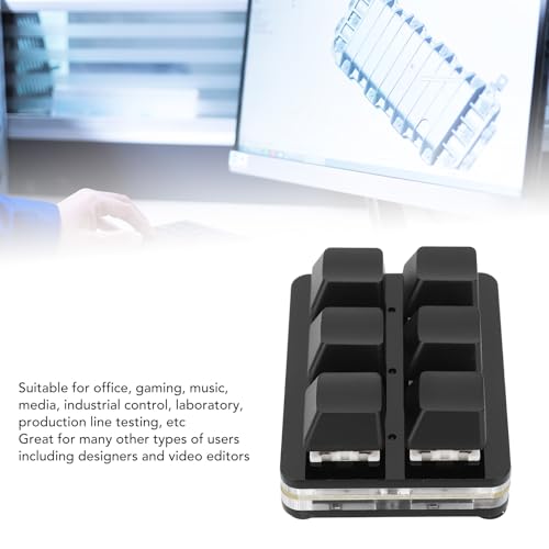 XUMIUZIY 6 Key Gaming Keyboard, USB Mini Keyboard with Programmable Macro, RGB Mechanical Keyboard, 6 Keys One Handed USB PC Keypad for Game Office (Black) - color: Black