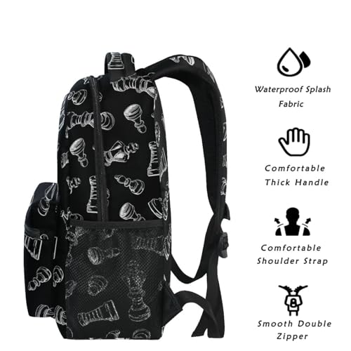 Backpack Black Chess Bookbag Daypack Travel Hiking Camping School Laptop Bag - color: Multi Pattern 22