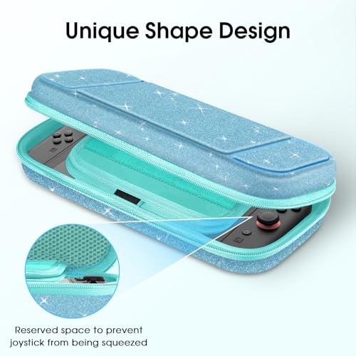 FINTIE Carrying Case for Nintendo Switch 2 (2025), Shockproof Hard Shell Switch 2 Case, Protective Cover Travel Bag with 19 Game Card & 2 Micro SD Card Slots & Inner Pocket, Glittering Blue - color: Glittering Blue