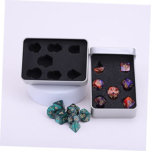 Alipis Square Iron Dice Storage Case with Foam Inserts Portable Tin Dice Organizer for Home Use for Board -Piece Set