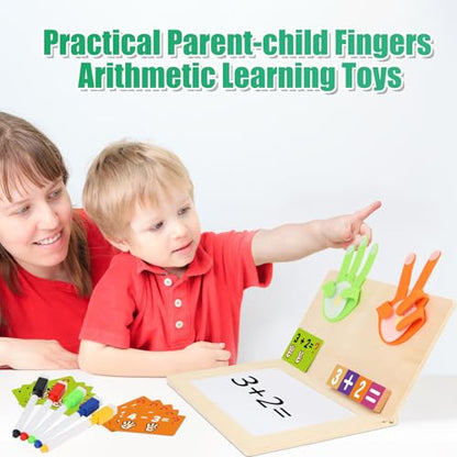 Number Blocks Toys for Kids Montessori Toys for 3 4 Years Old Learning Toys | Wooden Fingers Arithmetic Educational Math Manipulatives with Whiteboard 5-7 Boy Girl Preschool Activities Counting Game