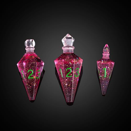 7PCS Potion DND Dice Set,Transparent Sharp Edge Dice Set D&D RPG Polyhedral Die,for Dungeons & Dragons, Pathfinder, and TTRPG Roleplaying Games.(Magenta) - color: Pink