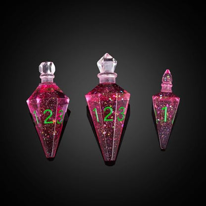 7PCS Potion DND Dice Set,Transparent Sharp Edge Dice Set D&D RPG Polyhedral Die,for Dungeons & Dragons, Pathfinder, and TTRPG Roleplaying Games.(Magenta) - color: Pink