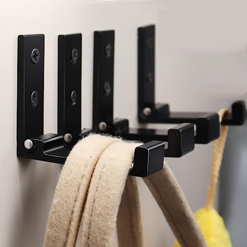 OHIYO Folding Wall Hook 2PCS Folding Coat Hooks for Hanging Heavy Duty Coat & Bag & Backpack & Hat & Headphone Foldable Coat Hooks Wall Mounted Saves Space (Black) - color: Black-2 Pack