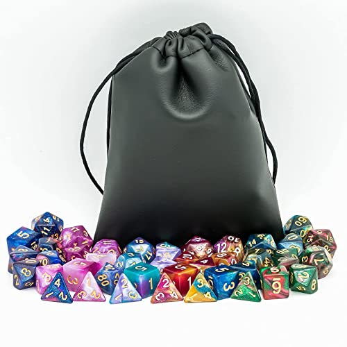 6 Sets DND Dice Polyhedral Dice Set (42pcs) with 1 Large Leather Bag, D&D Die Set for Dungeons and Dragons, RPG Table Games. (6Sets/42Pcs) - color: 6sets/42pcs