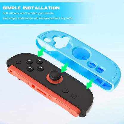 PAWDIARY Switch 2 2025 Silicone Grip Controller Case, Frosted Switch 2 Protective Cover Comfort Handle and 2 Thump Caps, [2 Pieces] Anti-Scratch Softshell Skin - Blue&Green - color: Blue-Green