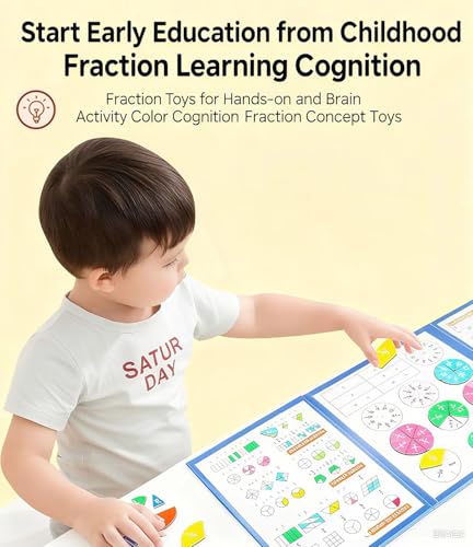 Magnetic Fraction Educational Puzzle,Magnetic Fraction Tiles & Fraction Circles,Math Manipulatives for Elementary School, Montessori Fraction Manipulatives Learning Toys for Kids - color: Blue