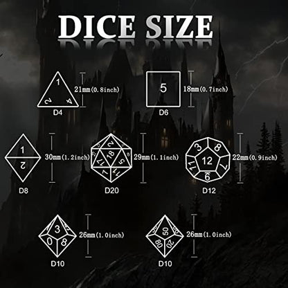 DND Dice Set,3D Hollow Dragon Metal 7-Die,Silver Blue | Solid Copper,Lightweight 68g Dice Set,Easy-to-Read Numbers,Gift Box & Velvet Bag for DND and TTRPG Gaming - color: 3d-sliver Blue
