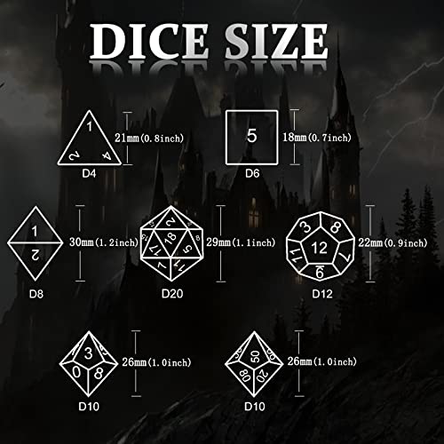 D&D Metal Hollow Dragon Dice Set,Premium 3D Polyhedral Dice for Tabletop RPGs & D&D Collectors for Tabletop RPG Lovers(3D Sliver) - color: 3d-sliver