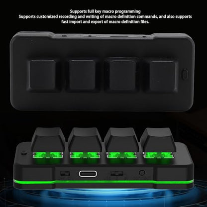 Mini 4 Key Keypad Mechanical Gaming Keyboard, RGB Blue Switch 4 Key Macro USB Keypad, 2.4G One Handed Mini Programmable Keyboard