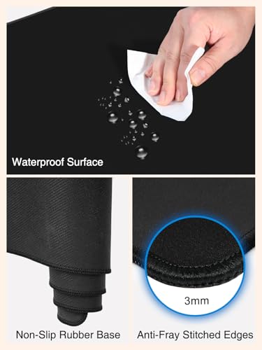 Magnetic Wireless Charging Mouse Pad, 31.5"x11.8" Large Desk Mat | Waterproof Mousepad, Smooth Glide, Stitched Edge, Non-Slip Rubber Base, Desk Pad Computer Keyboard Mat, No Adapter - color: Black-31.5"x11.8"-Mag