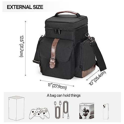 LoDrid Game Console Carrying Case Compatible with Xbox Series X, Bag Only | Storage Travel Case with Multiple Pockets for Controllers, Cables, Portable Hard Disk, and Other Accessories, Patent Design