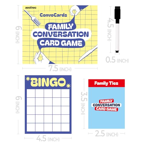150 Family Conversation Card Game – Questions for Talking with Kids & Teens | Deep Engaging Dinner Table Game with Reusable Bingo Boards, Connect with Children, Family Game Night & Road Trip Activity