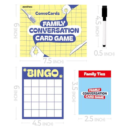 150 Family Conversation Card Game – Questions for Talking with Kids & Teens | Deep Engaging Dinner Table Game with Reusable Bingo Boards, Connect with Children, Family Game Night & Road Trip Activity