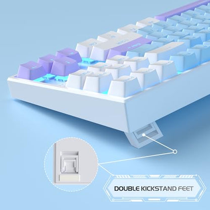 MageGee 75% Mechanical Gaming Keyboard, Blue Switch, LED Blue Backlit, 87 Keys Compact TKL Wired Keyboards for Windows Laptop PC Gamer - Blue/White - color: Blue White/Blue Switch