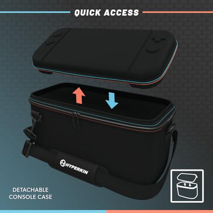 Hyperkin Warden Travel Case for Nintendo Switch 2 – Hard Shell Protective Carrying Bag with Modular Storage, Game Cartridge Organizer, Velvet Interior, Shoulder Strap, Travel Carry Case