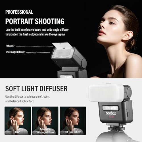 Godox IT32 TTL Mini Flash with X5S Trigger for Sony Camera | 2-in-1 Magnetic Hot Shoe & Flash Trigger Kit, 2.4G HSS GN18 Speedlight, Colorful Touch Screen, LED Modeling Lamp & Diffuser