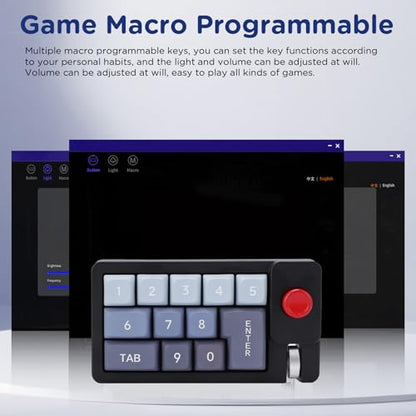 Fabater Mechanical Number Pad, Wired USB Numeric Keypad with 12 RGB LED Backlight and Joystick Roller, 12 Keys Macro Keyboard for Laptop PC Gaming, Numpad for Laptop Computer (Black) - color: Black
