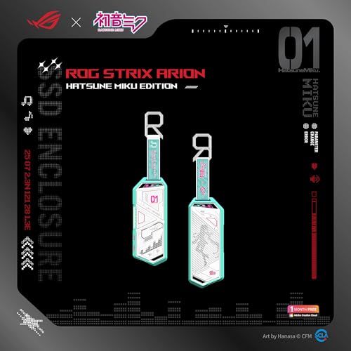 ASUS ROG Strix Arion Hatsune Miku Edition M.2 NVMe SSD Enclosure - USB-C 3.2 Gen 2 (10 Gbps), Screwdriver-Free, Aluminum-Alloy case, and Thermal Pads, 1 Year Warranty - size: White|Gaming ARGB|Miku Edition, style: ROG Arion