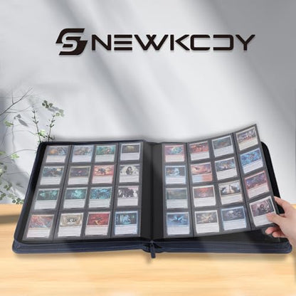 Snekdy premium 1024-pocket trading card binder, 16-pocket cards album, waterproof PU-leather Cover album with side loading, holds gaming, baseball, basketball & sports cards (Blue) - color: Blue
