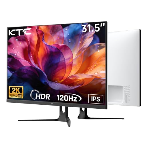 KTC 32 Inch 2K Computer Monitor, QHD 120Hz Monitor with IPS Panel, White | Eye Care PC Monitor for Office Gaming, 2560x1440P, Adaptive Sync, HDR10, HDMI/DP, Tilt Adjustable, VESA Compatible, H32D6 - color: White, size: 31.5-in