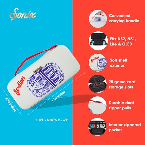 Sonix Carrying Case for Nintendo Switch 2, Switch 1, Lite, OLED | Sardines | Protective Travel Case with Game Cartridge Storage - color: Sardines
