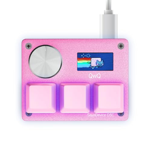 O3C Rapid Trigger Keyboard With Hall Magnetic Switch For OSU Geometry Dash | Rhythm Games,with Knob and Screen,Copy Paste,Shotcut,Macro Hotswap Mini Keypad Magnetic Linear Switches - color: Pink, size: Outemu Pink Switch