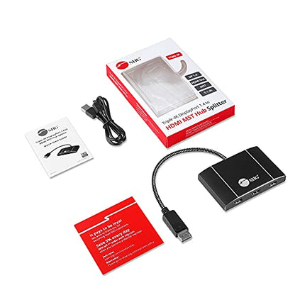 SIIG USB-C Dual HDMI MST Hub, Dual 4K60, CE-DP0Q11-S1 | Run two 4K60Hz HDMI displays from one USB-C port; MST enables extended desktops on Windows and ChromeOS, not macOS. - size: DisplayPort 1.4 to, style: 3x HDMI