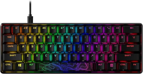 HyperX Alloy Origins 60-Mechanical Gaming Keyboard, Ultra Compact 60% Form Factor, Double Shot PBT Keycaps, RGB LED Backlit, NGENUITY Software Compatible-Linear Red Switch, Black (Pack of 10) - color: Black, size: 60% (Pack of 10), style: HyperX Red