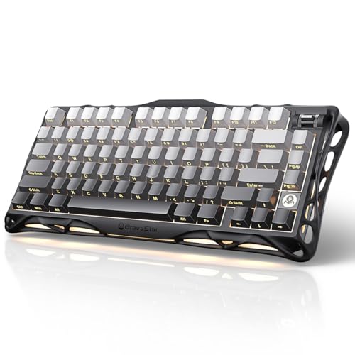 GravaStar Mercury K1 75% Wireless Mechanical Gaming Keyboard, Aluminum Alloy, Gasket Compact Custom Keyboard Hot-Swap Socket, Linear Switches, RGB Backlit【Gradient Black】 - color: Gradient Black