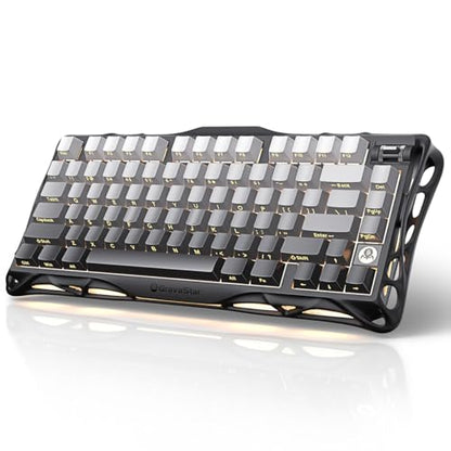 GravaStar Mercury K1 75% Wireless Mechanical Gaming Keyboard RGB Backlit | Gasket Mount, Hot Swappable Linear Switches, Creamy Sound Keyboard, 2.4GHz/USB-C/Bluetooth 5.0, for Win/Mac【Gradient Black】 - color: Gradient Black