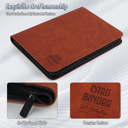Trading Card Binder, Premium 9 Pocket Double Sided 540 Pocket PU Card Collection Binder, Collectible Trading Card Albums for MTG, TCG, Sport Card, Game Cards (Brown) - color: Brown