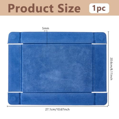 DICOSMETIC PU Leather Dice Tray Folding Dice Rolling Mat 8.15x5.51x1.38 Inch Blue Rectangle Dices Holder Foldable Dices Storage Box Portable Tabletop Tray for RPG Game Enthusiasts Playing Cards - color: Blue