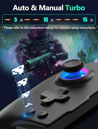 Wireless Switch Controller for Nintendo Switch/OLED,Hall Effect One-Piece Joypad Replacement for Pro Controller with Turbo/4 Looping Macro Buttons/Wake Up/9 colors RGB,Includes 4 game card slots handheld controller - color: Black